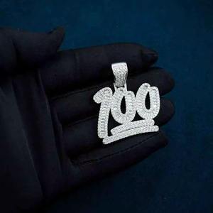 สร้อยคอจี้ตัวอักษรประดับเพชรโมอิสซาไนต์ทรงเหลี่ยมเจียระไนแบบหรูหรา สไตล์ฮิปฮอป ชุบเงินแท้ สำหรับทุกเพศ เหมาะสำหรับงานปาร์ตี้ - Product Image 4