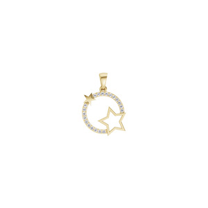 Colgante de Diamante Cultivado en Laboratorio Aarinya, Certificado IGI, Oro de 14K, Corte Brillante Luna y Estrella, Estilo Lindo, Unisex, para Uso Diario, Regalo - Product Image 1
