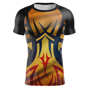 Wholesale Men Short Sleeve Compression Shirt <b>Surf</b> Wear Rashguard Bjj Custom logo Sublimation <b>Printed</b> Mma Rash Guard for Men - Product Image 1