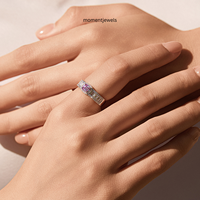 S925 Silberner Halo-Ring mit rosa Saphir und Moissanit-Edelsteinen im Oval- und Baguette-Schliff für Damen, Verlobungs- und Hochzeitsschmuck.
