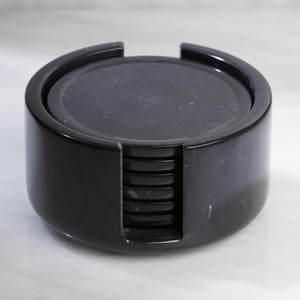 Elegante Juego de 4 Posavasos Redondos de Piedra Negra con Caja, para Decoración Moderna del Hogar, Protección de Mesa de Mármol Natural - Product Image 1