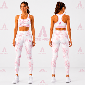Custom Women Floral Yoga Set High Waist Leggings Sports Bra Gym Fitness Activewear Workout Suit Quick Dry Wear - Product Image 1