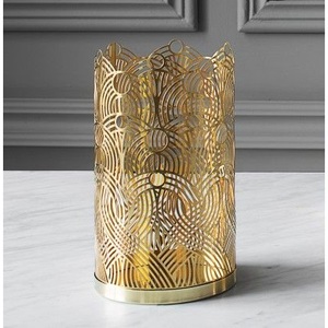 Brass Cylinder Candle Holder With Geometric Cutouts <b>Heat</b> Resistant Home Decoration - Product Image 3