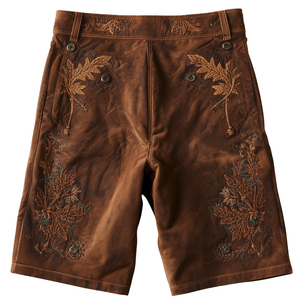Pantalones Cortos Bávaros Color Beige Arena para Hombre, Personalizados OEM de Alta Calidad, Gamuza Vacuna Genuina, Cintura Elástica, Resistentes al Viento, Clásicos, Estilo Alpino, para Oktoberfest - Product Image 1