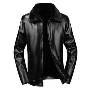 Chaqueta de cuero para motociclista con cuello de piel – Estilo robusto - Product Image 1