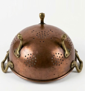 Colador de Cobre Vintage con Asas y Patas de Latón, Colador de Cocina de Metal - Product Image 3