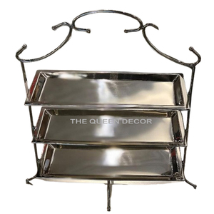 Juego de 3 piezas de cuencos y bandejas ovalados de acero inoxidable con acabado plateado, accesorios decorativos para el hogar - Product Image 3