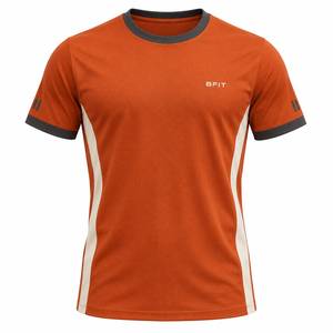 T-shirt sportif à manches courtes pour homme, col rond, tricoté en polyester, séchage rapide, coupe classique - Product Image 1