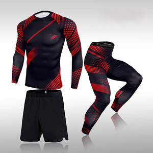 Conjunto de Camiseta Deportiva de Compresión con Mangas Largas y Pantalones Cortos de Camuflaje para Hombre, Secado Rápido, Spandex, Poliéster, Ropa Deportiva para Entrenamiento en el Gimnasio - Product Image 6