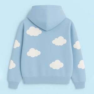 Shan Apparel Women's Light Blue 100% Cotton Eco-Friendly Casual Knitted Hoodie Sweatshirt with Pockets Regular Fit Summer Wear - Product Image 5