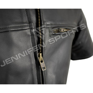 Chaleco de cuero negro estilo camisa para hombre, el más vendido de 2026, profesional para motocicleta, con mangas de cuero. - Product Image 2