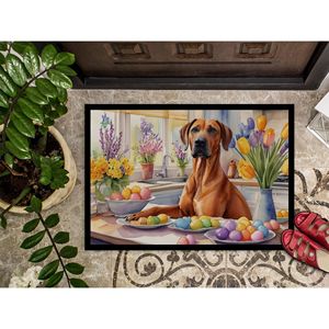Nouveau extérieur intérieur 18H X 27W antidérapant Low Pile Rhodesian Ridgeback paillasson pour entrée lavable Pâques décoration porte d'entrée - Product Image 3