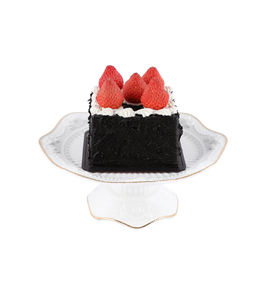 Plato Redondo de Porcelana Fina Moderna y Lujosa con Soporte, Plato de Servir Blanco Pulido con Diseño Incrustado para Fiestas - Product Image 1