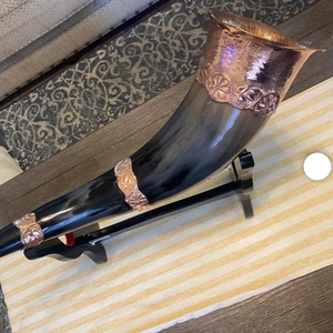 Indian Quality Natural Viking <b>Drinking</b> BLOWING Horn with Horn <b>Stand</b> Carved Antique Viking <b>Drinking</b> Horn AL AMLIK CRAFT - Product Image 5
