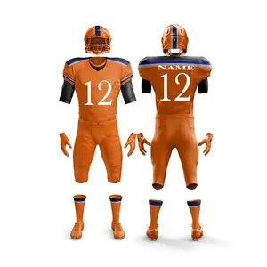 Ensemble d'uniformes de football américain OEM, maillot et pantalon sublimés, respirants et anti-transpiration, vêtements de sport pour équipe, personnalisables - Product Image 6
