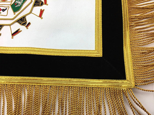 Custom Embroidered 3D <b>Sew</b>-On Freemason Badges Red White Gold Trim Classical Style Ceremonial Accessory - Product Image 4