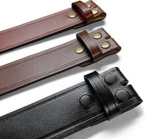 Ceinture en cuir de vache véritable pour hommes, Vintage, décontractée, marron, noir, avec rivets, réglable, durable - Product Image 6