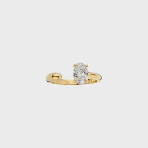 Bague de fiançailles solitaire en or avec diamant ovale de 0,80 carat cultivé en laboratoire, monture bypass, bijoux fins pour femmes - Product Image 1