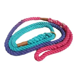 Dog lead multi color 100% organic pure cotton rope dog leash pets suppliers india manufacture best quality pets leads accessory