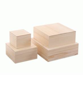 กล่องของขวัญไม้สนแบบไม่เคลือบผิวหลายขนาด - ปรับแต่งขนาดได้ตามต้องการ ฝาปิดด้านบนและด้านล่าง สำหรับจัดเก็บเครื่องประดับในวันคริสต์มาส - Product Image 5