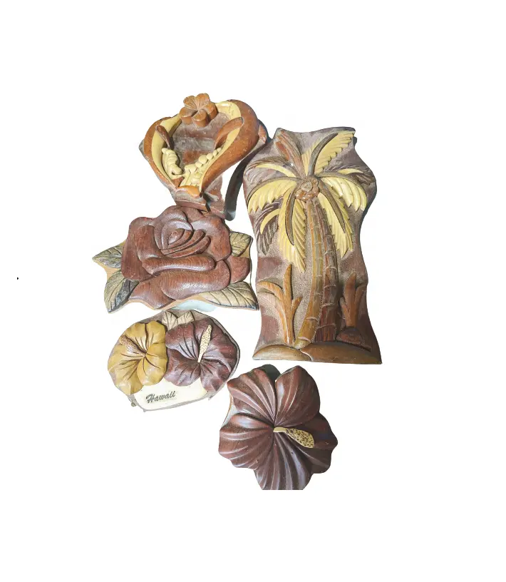 Cajas de rompecabezas de joyería hawaiana, joyero de rompecabezas de madera, diseño Hawaiano Plumeria, caja de rompecabezas de madera con cuerno francés, Intarsia