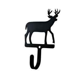 Nouvel arrivage : Crochet mural en fer noir mat thermolaqué en forme de renne pour décoration murale, idéal pour offrir ou pour le placard. - Product Image 1