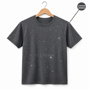 เสื้อยืดคอโอ แขนสั้น ผ้าฝ้าย 100% สีเทาเข้ม พิมพ์ลายจุดกลิตเตอร์ คุณภาพสูง ออกแบบโลโก้ตามสั่ง ยี่ห้อ Cosh International ทรงปกติ - Product Image 5