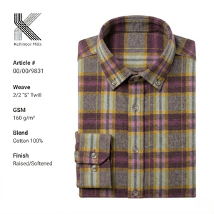 Chemise en flanelle pour homme, 100% coton, 160 GSM, tissage sergé 2/2, à carreaux, manches longues, fabricant OEM ODM, fournisseur de vêtements sur mesure en gros - Product Image 2