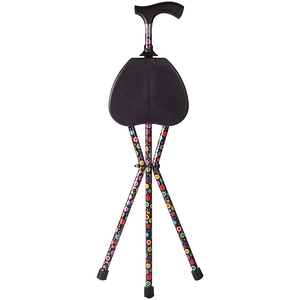 Hot Selling Casual Travel <b>Walking</b> <b>Sticks</b> Comfortable Rubber Handle Solid Pattern Stainless Steel Aluminium Seat for Regular - Product Image 2