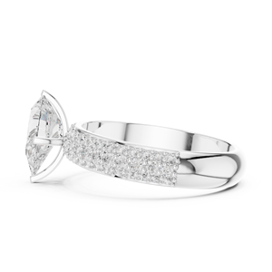 Anillo de compromiso de plata de ley con pavé de tres filas y moissanita en forma de pera |   Anillo de boda llamativo para mujer - Product Image 2
