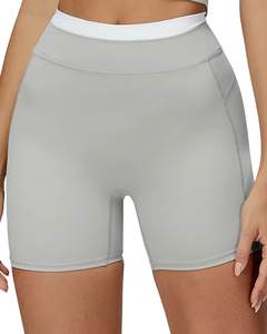 Conjunto Deportivo para Mujer, Sujetador Deportivo Sin Costuras y Pantalones Cortos de Cintura Alta, Color Gris Claro, Suave, Elástico, Transpirable, Ropa Deportiva para Entrenamiento y Fitness - Product Image 4