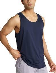 Débardeur décontracté pour homme STELLAR bleu uni, sans couture, respirant, 100 % coton, col rond, tricoté, sérigraphié - Product Image 2