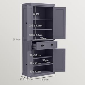 Armadio Dispensa da Cucina Moderno Blu Navy da 72 Pollici con 4 Ante, 3 Ripiani Regolabili e Ampio Cassetto Centrale in Metallo - Product Image 3