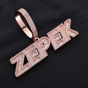 Mens 925 Silver Moissanite <b>Custom</b> <b>Name</b> Pendant Iced Baguette Letter <b>Necklace</b> 3 Inch Statement Jewellery Gift for Men - Product Image 2