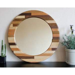 Miroir mural en bois artisanal écologique, accessoire décoratif pour l'intérieur de la maison, RR ENTERPRISES, fabriqué en Inde - Product Image 6