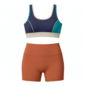 Women's Crisscross Racerback Sports Bra High Waist Shorts Set Solid Pink Breathable <b>Mesh</b> 2 Piece Activewear Yoga Wear - Product Image 5