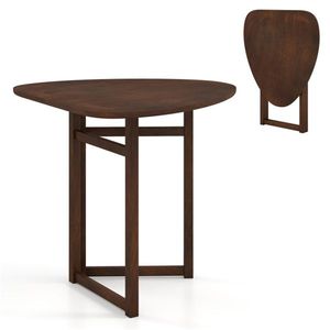 31.5\" Small Folding Walnut Solid Wood <b>Dining</b> <b>Table</b> for 2 People <b>Foldable</b> Kitchen <b>Table</b> - Product Image 4
