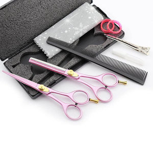 Kit de Coiffure Professionnel en Acier Inoxydable avec Ciseaux de Salon à Manche Bleu Revêtu, Ciseaux de Coupe et d'Éclaircissement, Étui en Cuir - Product Image 2