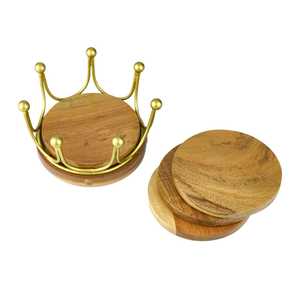 Premium Wooden Coaster Set with Elegant Handmade Design for Coffee <b>Mugs</b> Tea Cups and Stylish Modern Home Table Protection - Product Image 3