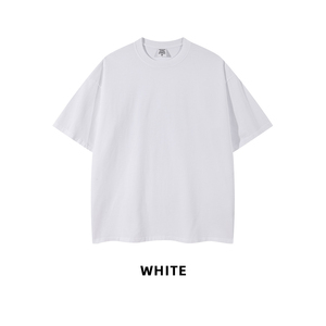 Men's Oversized Black Cotton Jersey T-Shirt Regular Sleeve O-Neck Casual <b>Blank</b> Design Regular Length Knitted Heavy <b>Weight</b> 270g - Product Image 2
