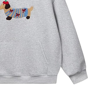 Sudadera con Capucha Casual para Hombre, Otoño, Ecológica, de Forro Polar, 100% Algodón, Estampado Digital, Bordado de Perro de Dibujos Animados, Holgada - Product Image 6