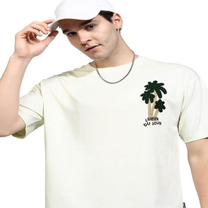 Camiseta con lavado ácido de diseñador gráfico con logotipo personalizado, ropa de calle Vintage Wash de 280g, camiseta tejida con hombros descubiertos y patrón de impresión - Product Image 4