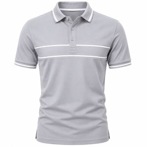 Chemise à manches courtes blanche pour homme en tissu jersey polyester/coton 220g respirant décontracté - Product Image 5