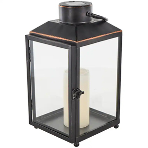 Modernised Luxury Hanging Home Decor Stainless Steel Metal Candle <b>Lantern</b> With Shiny <b>Black</b> Color Finished for Home & Garden - Product Image 2