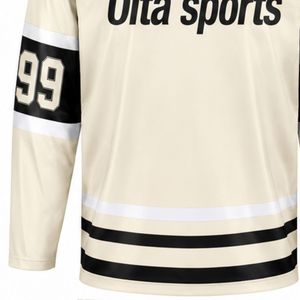 Men White Black <b>Ice</b> Hockey Jersey Long Sleeve Polyester Sports Shirt Team Uniform Training Match Wear Athletic Apparel - Product Image 6