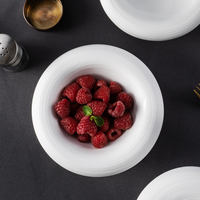 Ensemble de vaisselle de table en porcelaine de haute qualité YAYU, design circulaire, assiettes à salade, à fruits, à soupe, en céramique blanche mate pour restaurant