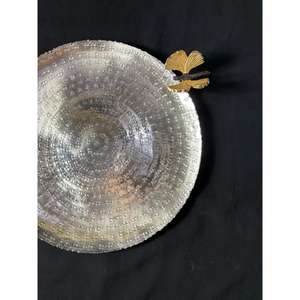 Plateau de service artisanal doré avec papillon, plateau à chocolat, plateau de service Ramadan, panier-cadeau, plateau de dîner, décoration d'intérieur - Product Image 4