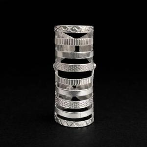 German silver full finger <b>ring</b> <b>statement</b> armor <b>ring</b> unisex joint support splint <b>ring</b> textured multi band long <b>ring</b> - Product Image 6
