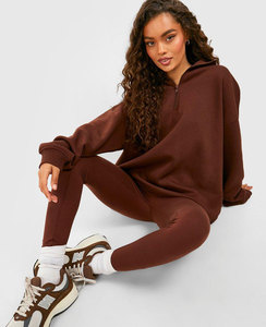 Fabricant de survêtements pour femmes de haute qualité Ensemble 2 pièces en détresse Pantalon de survêtement Stack Survêtement blanc Ensemble de sweat à capuche zippé mince - Product Image 2