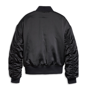 Vestes bomber en satin pour femmes de qualité supérieure, couleur noire, vêtements décontractés, veste en satin tendance pour femmes, avec service OEM - Product Image 2
